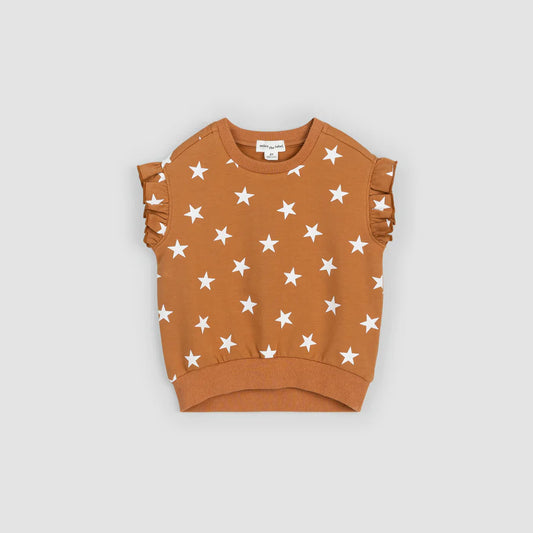 Ruffle Short Sleeve Baby Sweatshirt - Bronze Star