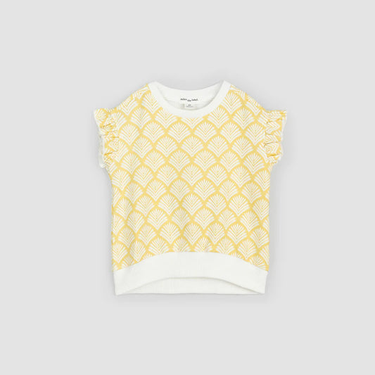 Ruffle Short Sleeve Toddler Sweatshirt - Canary Beachcomber