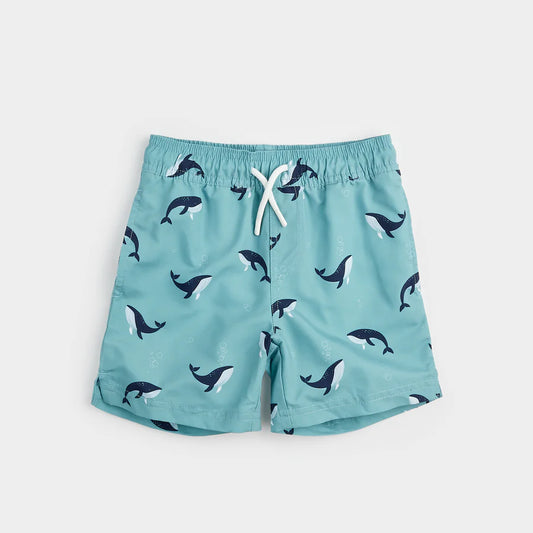 Toddler Swim Trunks - Turquoise Whale