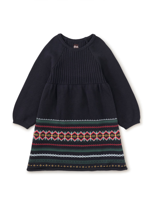 Fair Isle Toddler Sweater Dress - Indigo