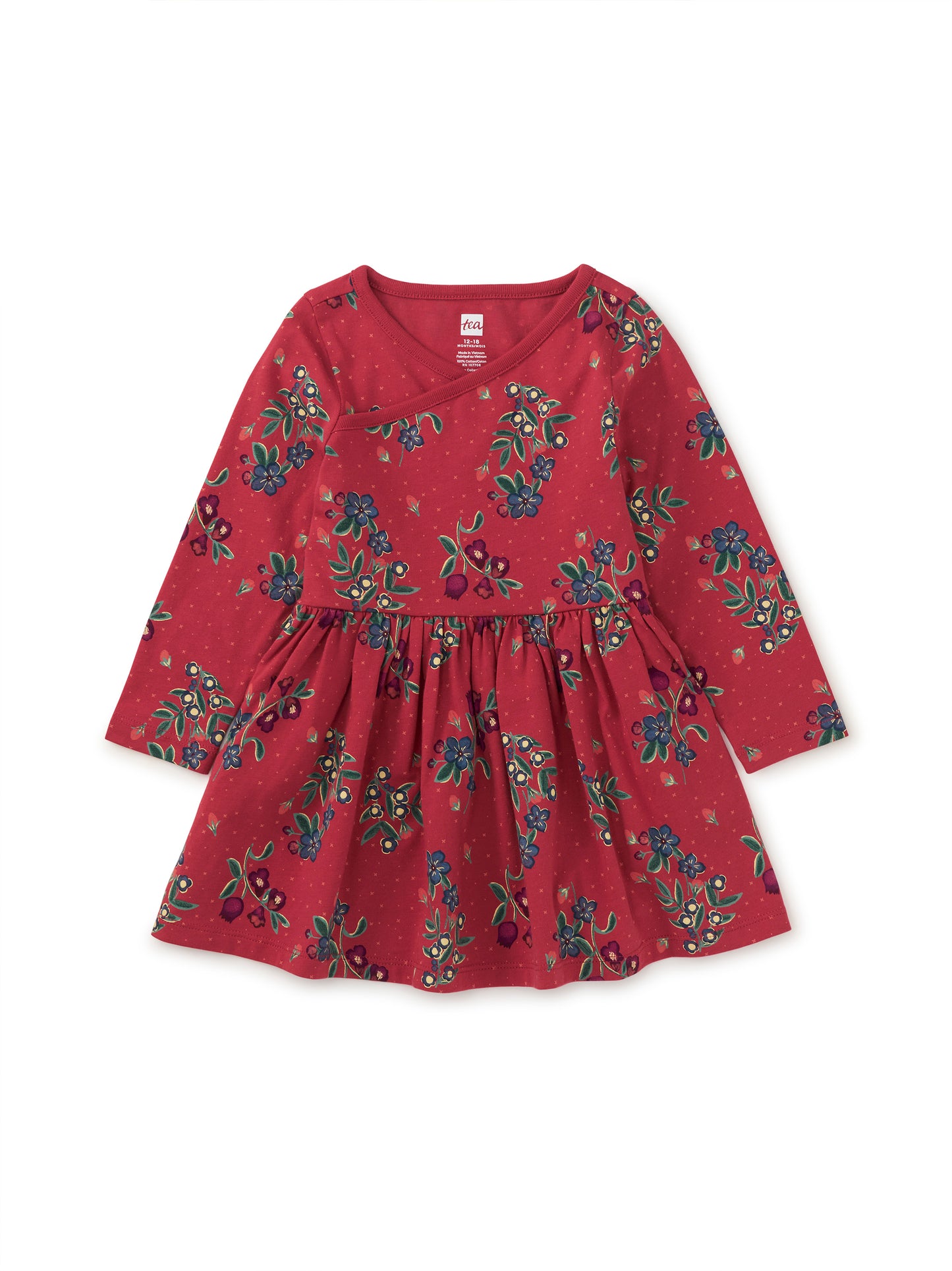 Long Sleeve Baby Wrap Neck Dress - Turkish Tea Floral