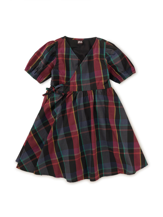 Tie Wrap Neck Toddler Dress - Family Plaid