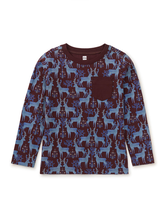 Long Sleeve Printed Pocket Tee - Anatolian Deer