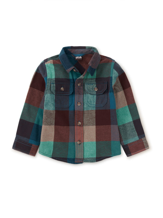 Flannel Button Up Baby Shirt - Anatolian Plaid