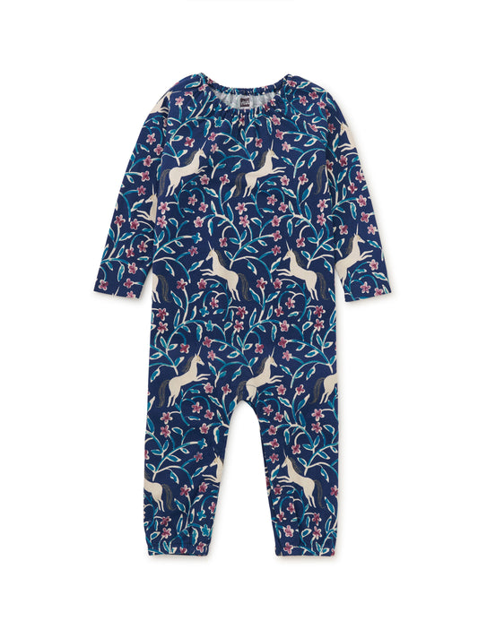 Raglan Baby Romper - Unicorn Tile