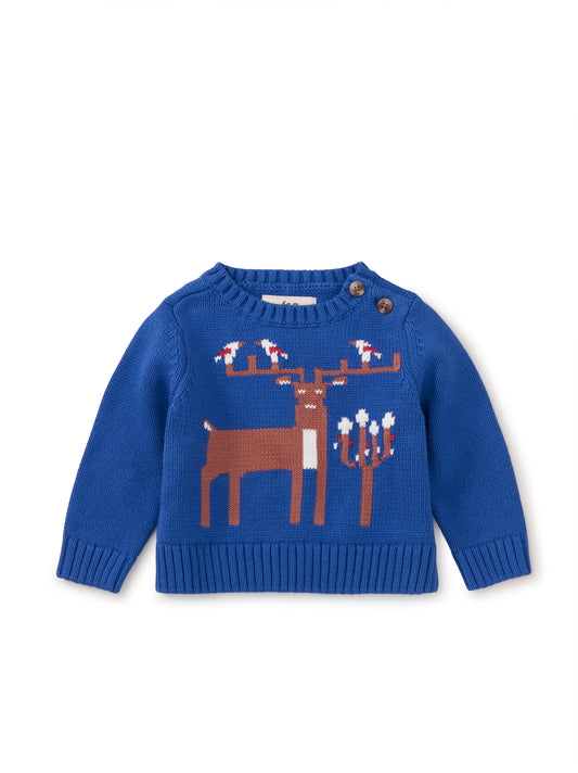 Reindeer Baby Sweater - Majorelle Blue