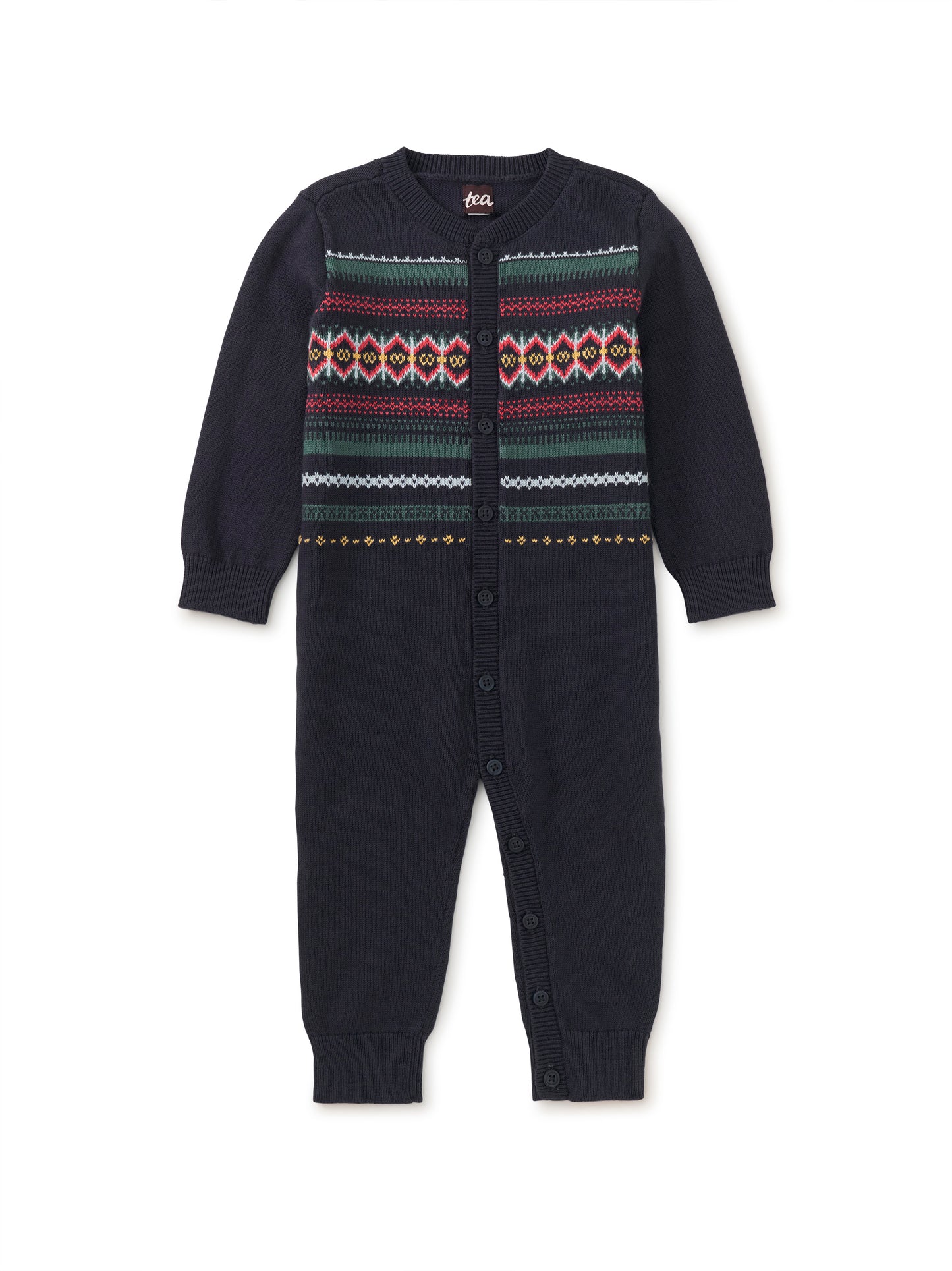 Cozy Fair Isle Baby Romper - Indigo