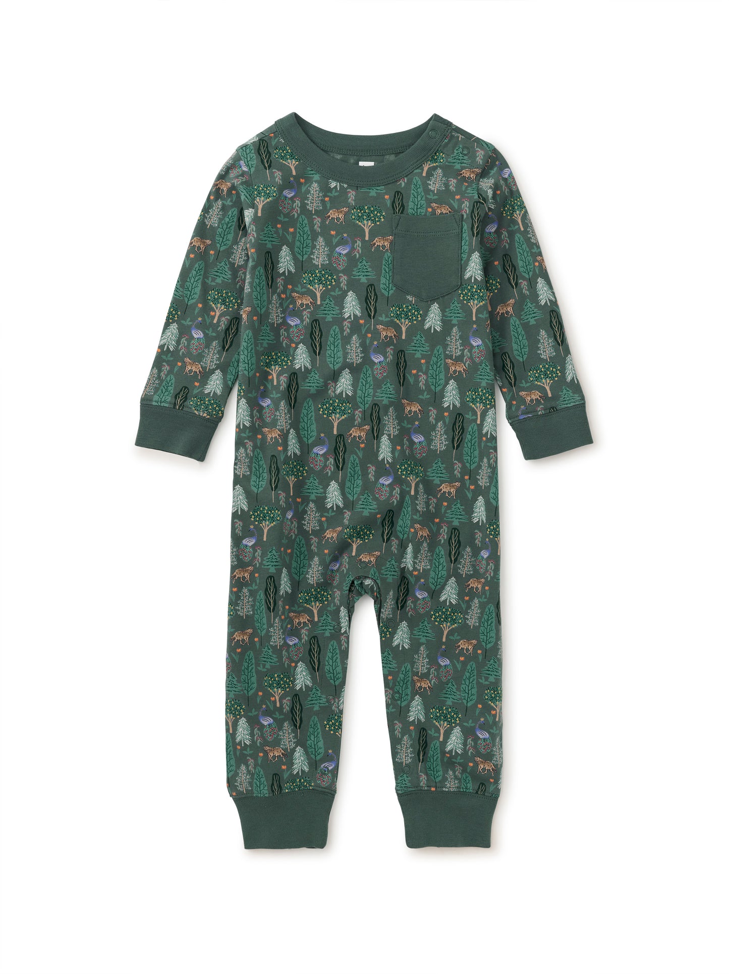 Long Sleeve Pocket Baby Romper - Turkish Forest Scene