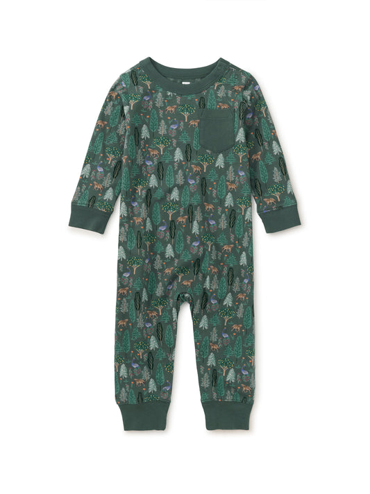 Long Sleeve Pocket Baby Romper - Turkish Forest Scene