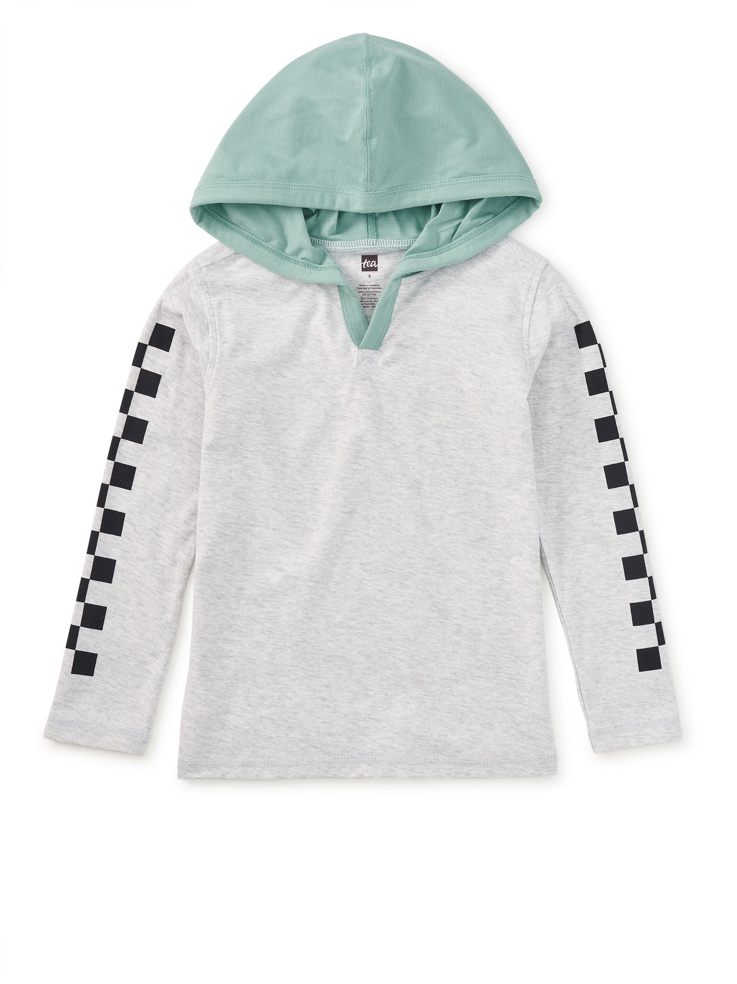Checker Sleeves Happy Hoodie