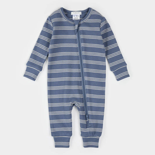 Ribbed Modal Sleeper - Denim Blue Stripe