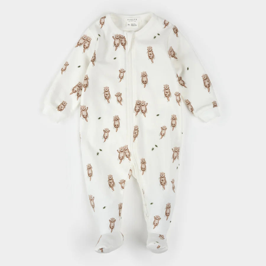 Otter Print Sleeper - Off White