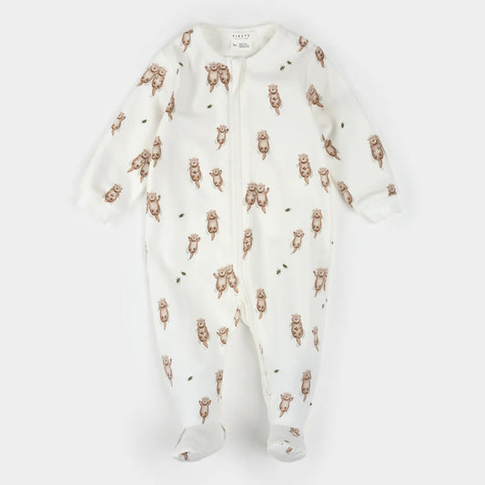 Otter Print Sleeper - Off White