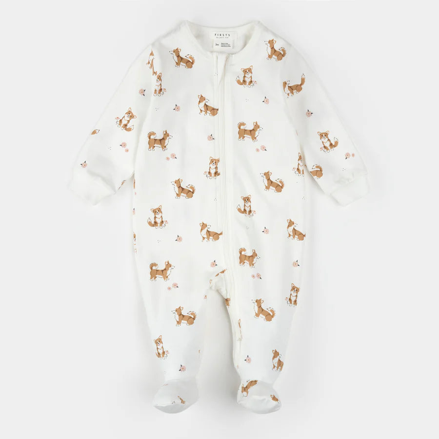 Corgi Print Sleeper - Off White