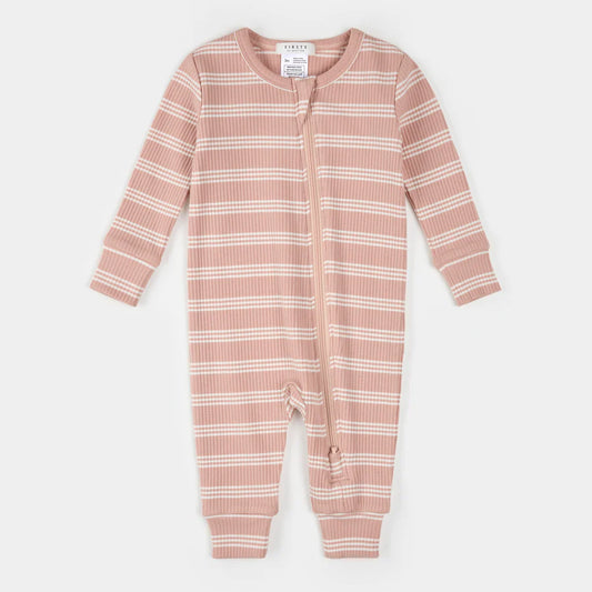 Ribbed Modal Sleeper - Rose Stripe