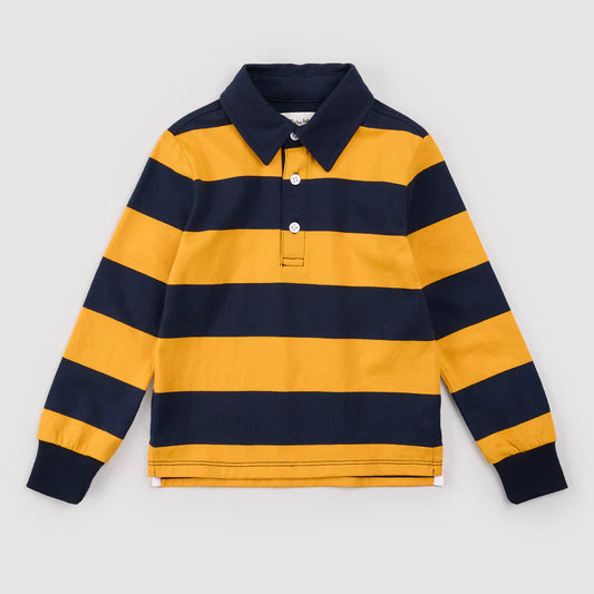 Striped Rugby Polo - Spruce Yellow + Navy