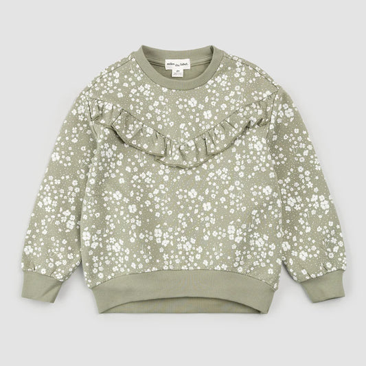 Toddler Floral Ruffle Sweatshirt - Sage