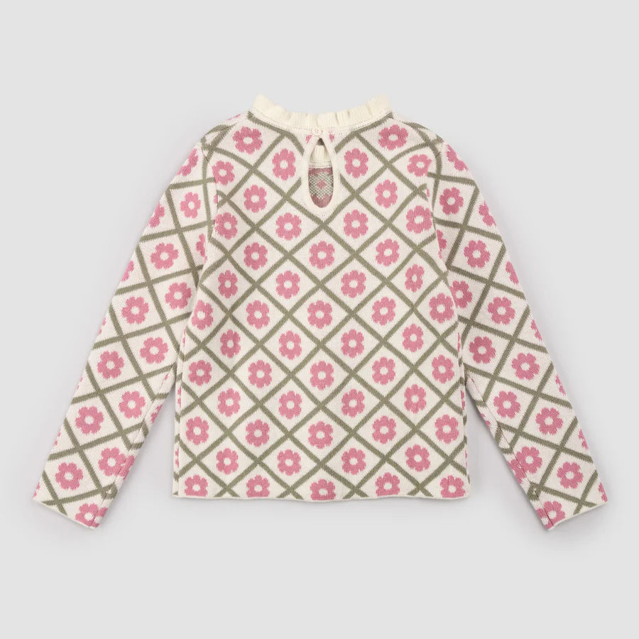 Pink Daisy Mock Neck Sweater