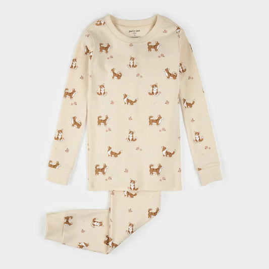 Corgi Toddler PJ Set - Antique White