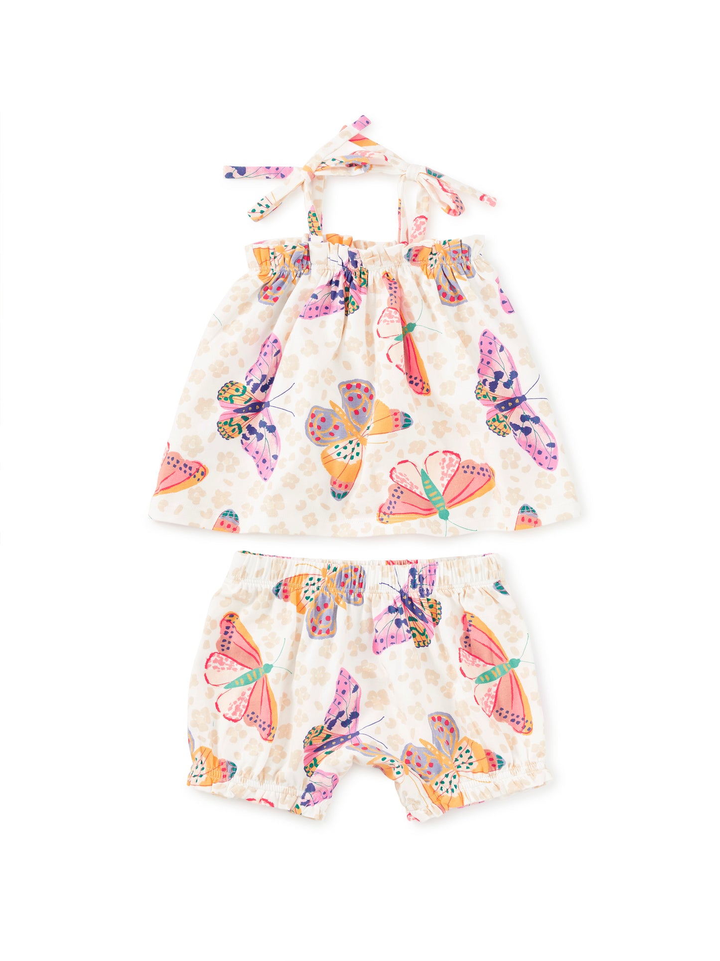 Tie Shoulder Baby Set - Jaguar Spot Butterflies