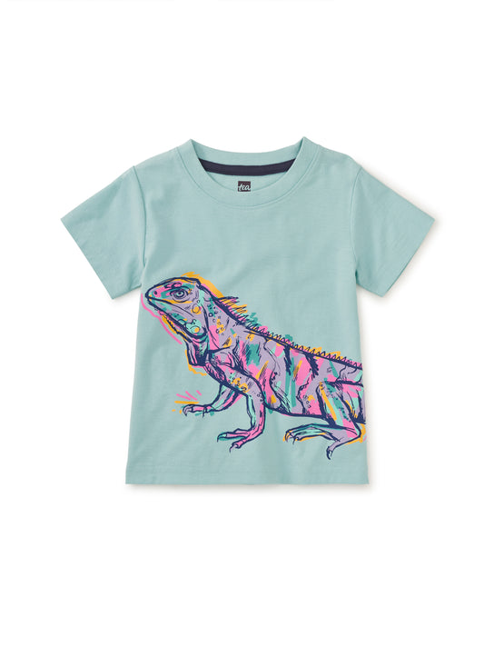 Graffiti Iguana Graphic Tee - Canal Blue