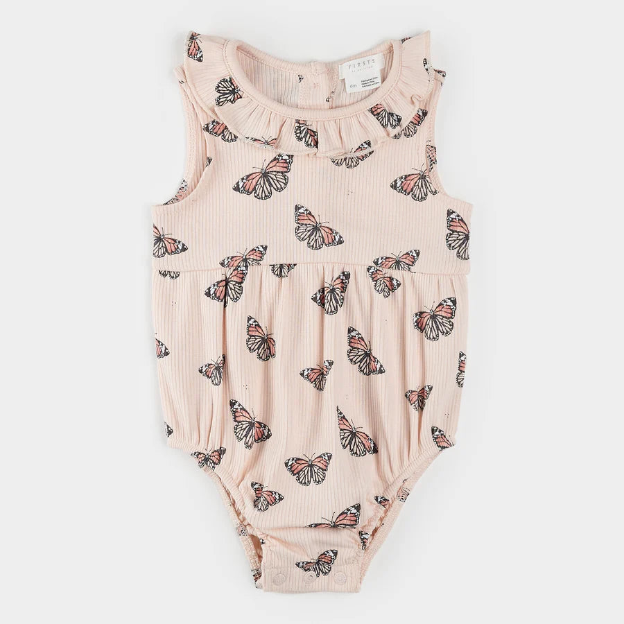 Monarch Ribbed Bubble Onesie - Cherry Blossom