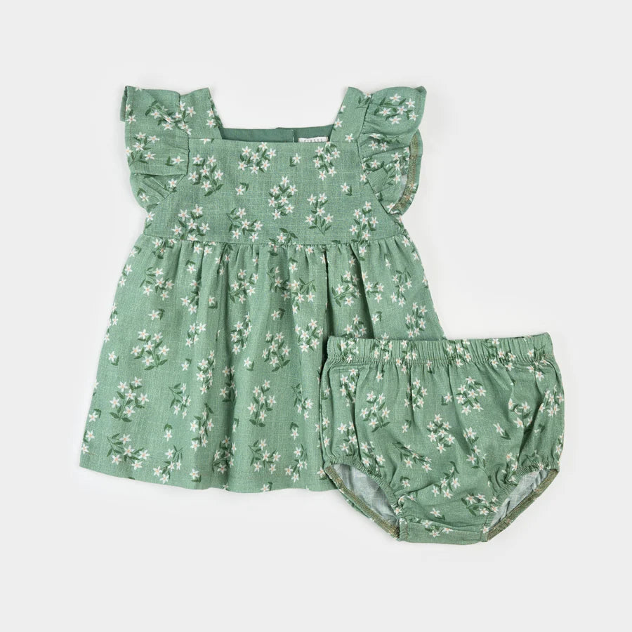 Cross Hatch Dress Set - Laurel Green Exotic Flowers