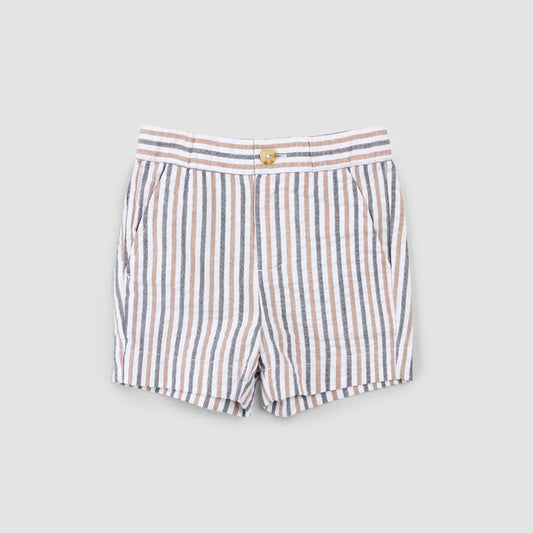 Seersucker Stripe Shorts - Rosewood + Navy