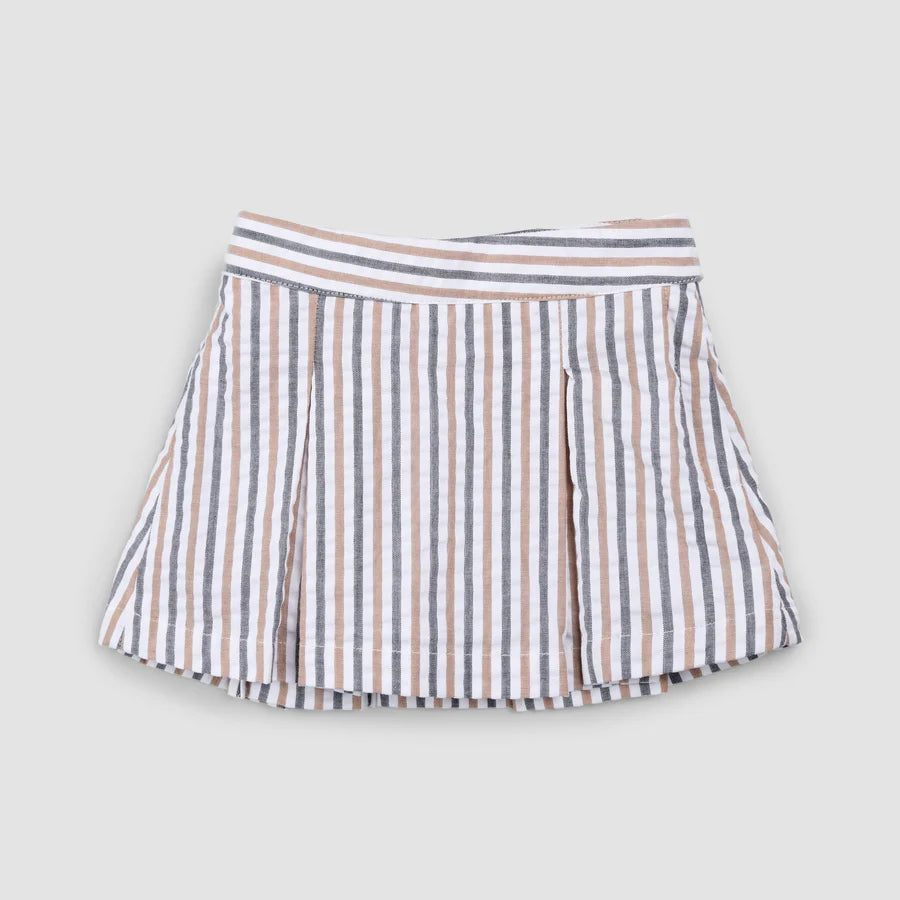 Seersucker Stripe Skort - Rosewood + Navy