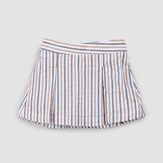 Seersucker Stripe Skort - Rosewood + Navy