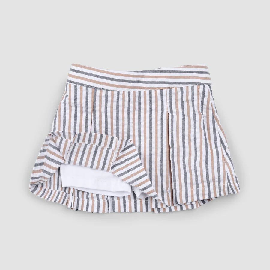 Seersucker Stripe Skort - Rosewood + Navy