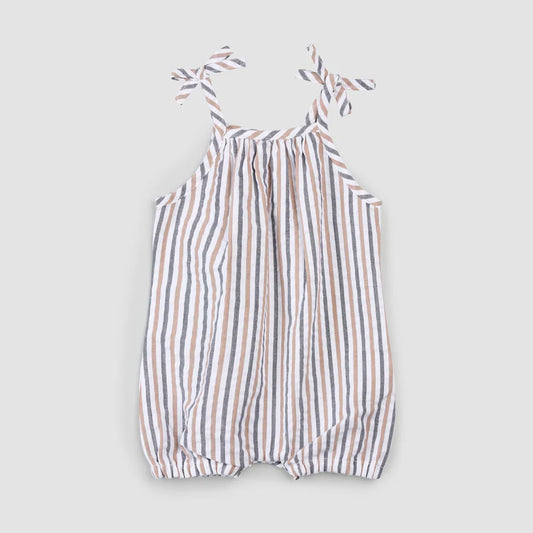 Seersucker Stripe Jumpsuit - Rosewood + Navy