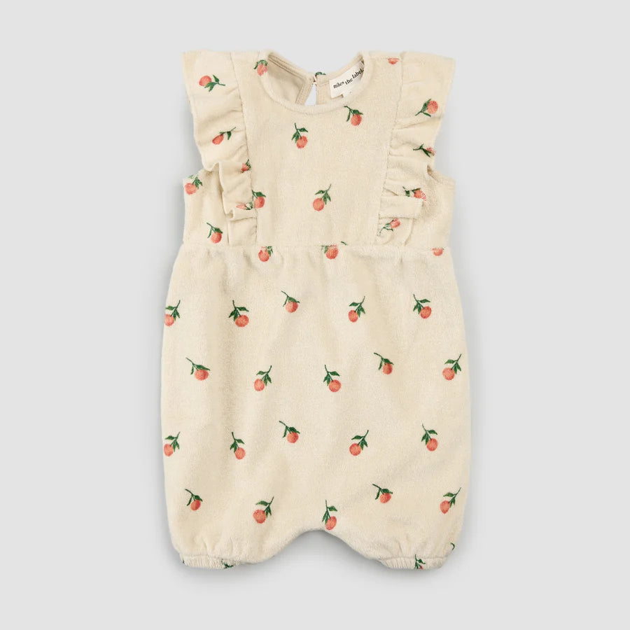 Ruffle Terry Cloth Romper - Birch Oranges