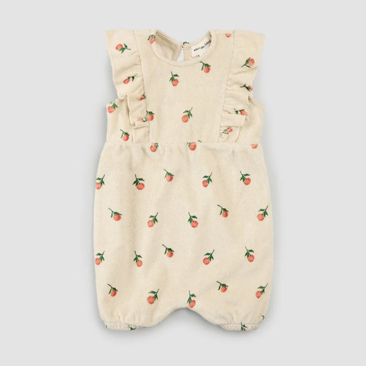 Ruffle Terry Cloth Romper - Birch Oranges
