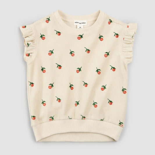 Ruffle Terry Cloth Toddler Top - Birch Oranges