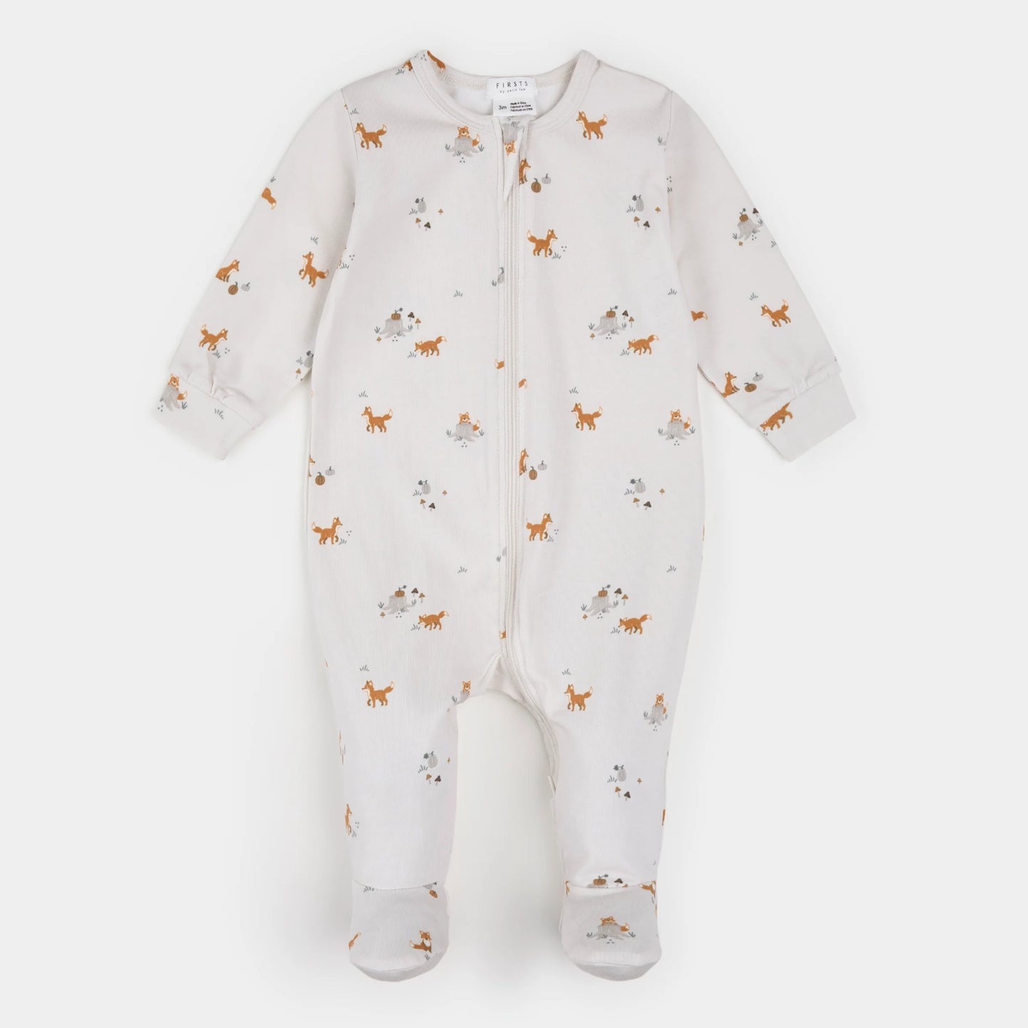 Fox Kit Print on Off-White LunaKnit Sleeper