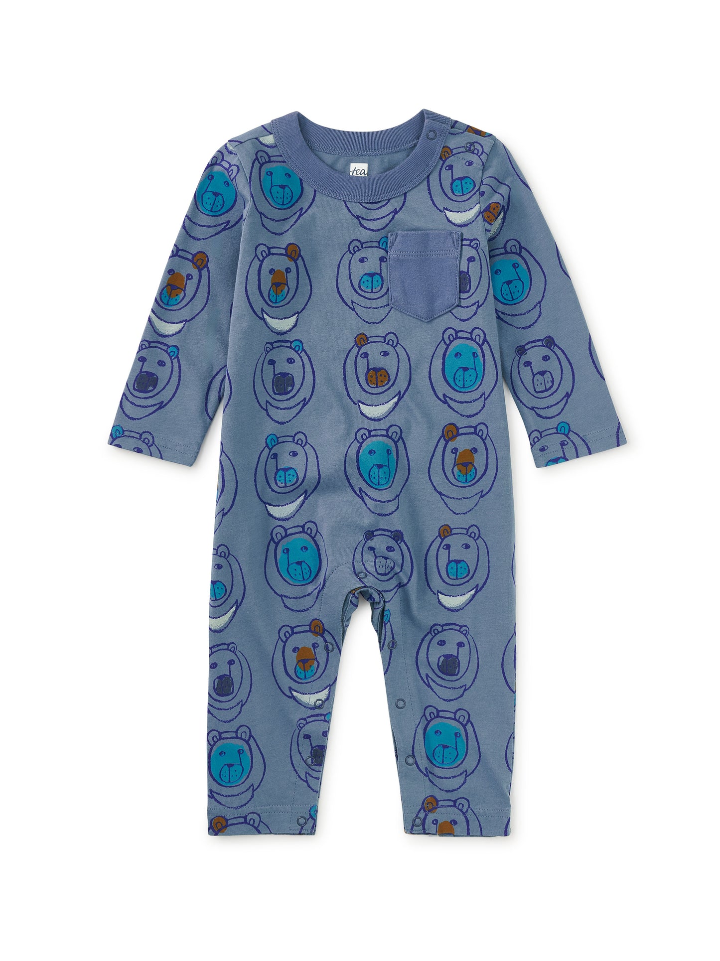 Long Sleeve Pocket Baby Romper - Moon Bear