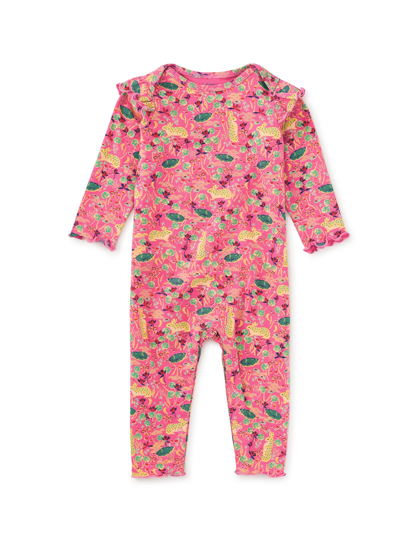 Ruffle Shoulder Baby Romper - Rabbit & Turtle Folktale