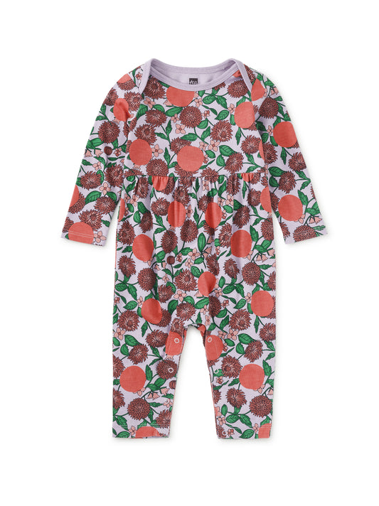Lap Shoulder Baby Romper - Persimmon Dot Floral