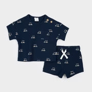 Golf Cart Print On Dress Blue Short Set