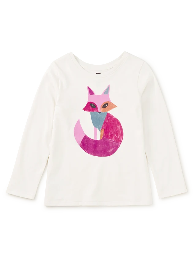 Colorblock Fox Graphic Tee -Chalk