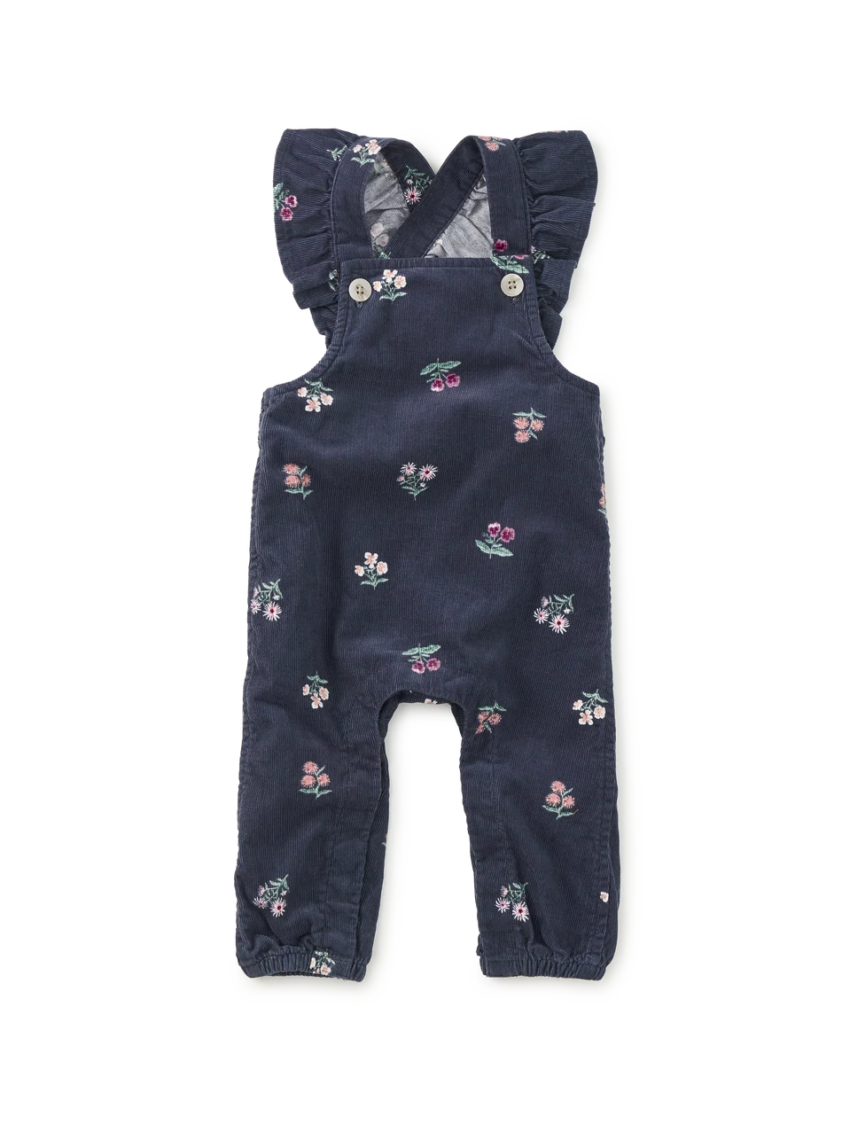 CORDUROY RUFFLE BABY OVERALLS
