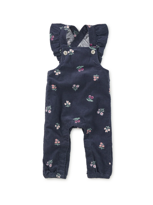 CORDUROY RUFFLE BABY OVERALLS