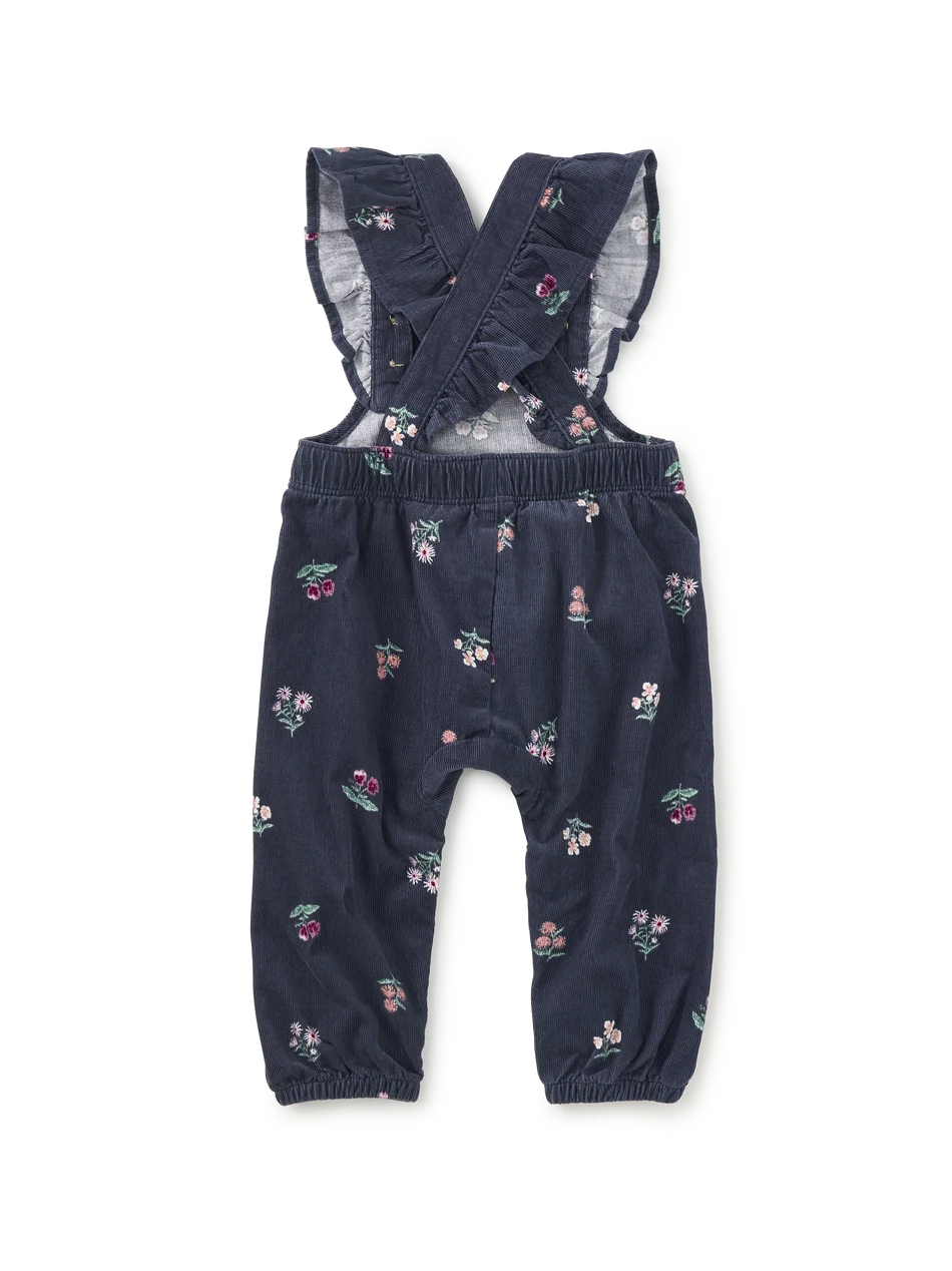 CORDUROY RUFFLE BABY OVERALLS