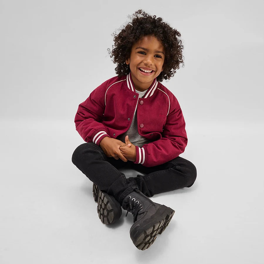 Burgundy Corduroy Varsity Bomber