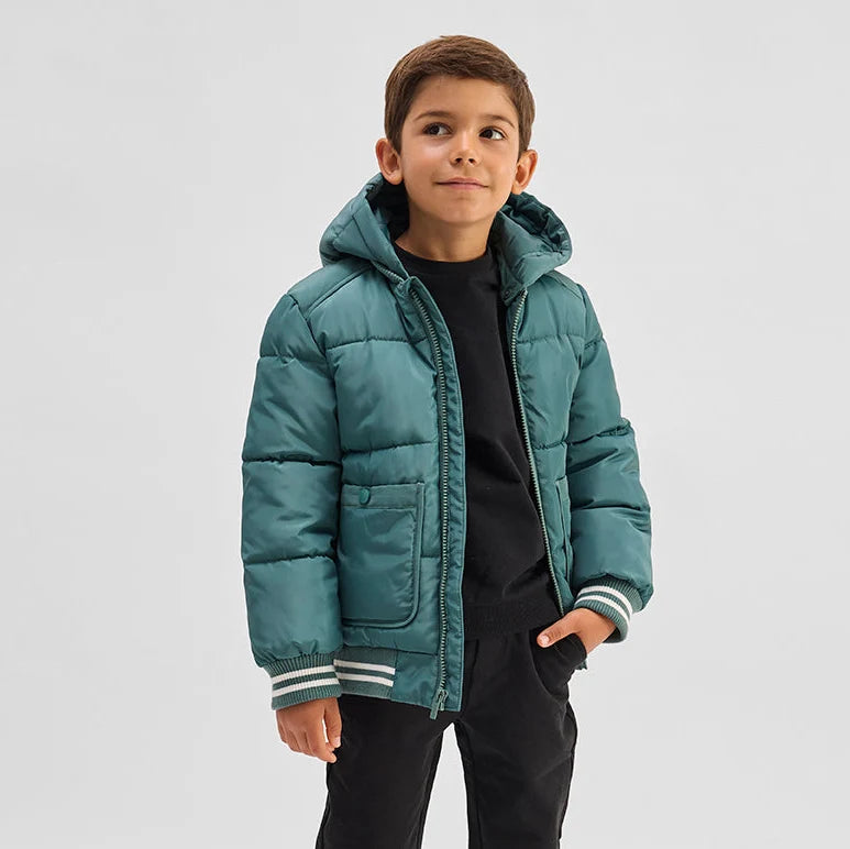 Silver Pine Hooded Mid Weight Puffer Jacket