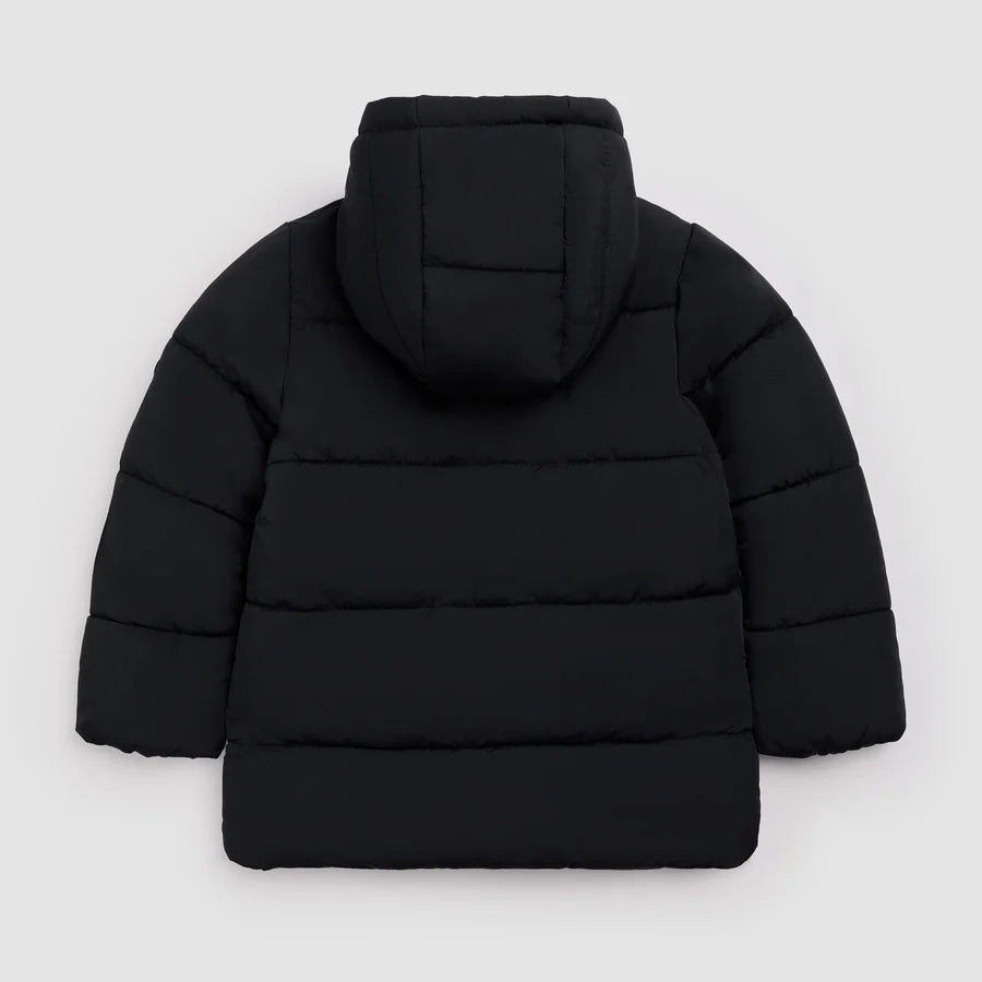 Black Hooded Mid Weight Coat