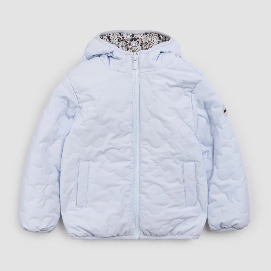 Vintage Flowers and Powder Blue Reversible Hooded Jacket