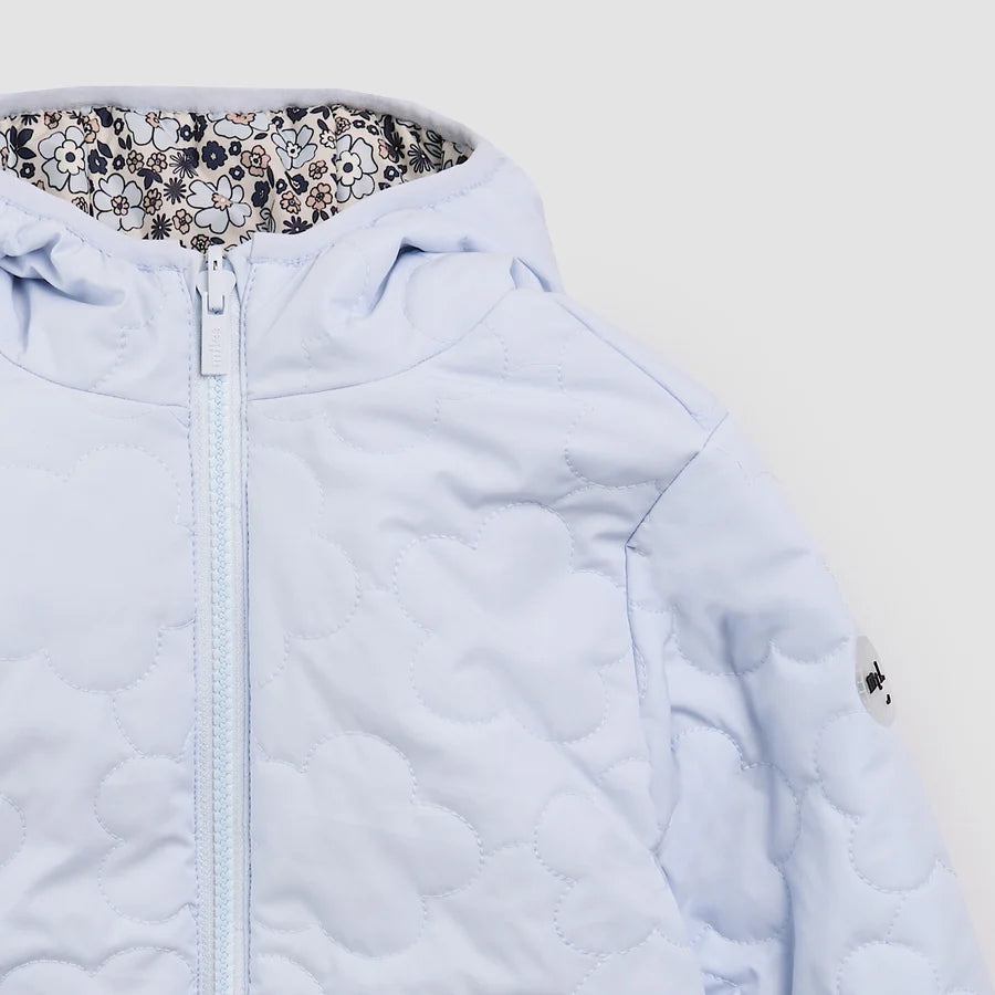 Vintage Flowers and Powder Blue Reversible Hooded Jacket