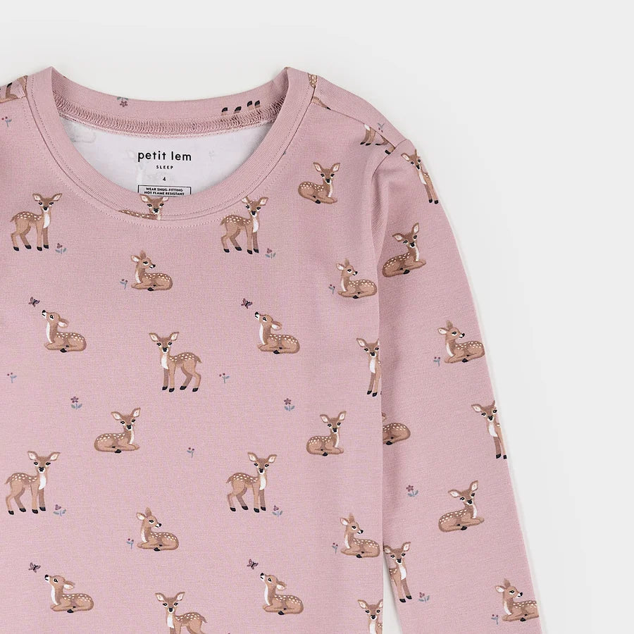 Fall Fawn Print on Twilight LunaKnit PJ Set